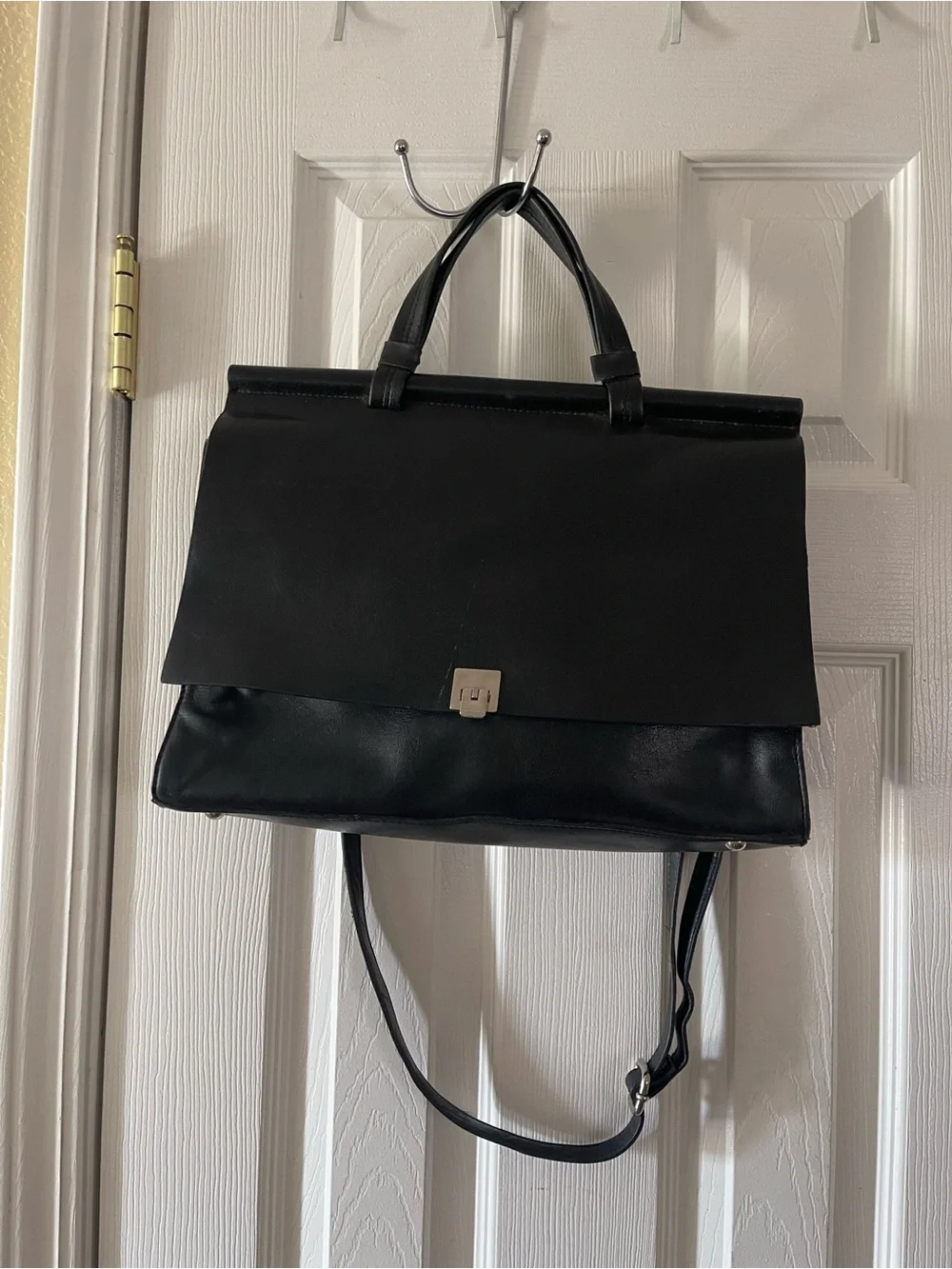 Black UNISEX Flap Top Briefcase-Style Bag-VINTAGE